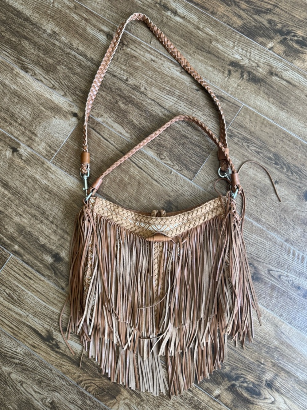Sam Edelman Leather Fringe Crossbody Shoulder Bag Boho Medium